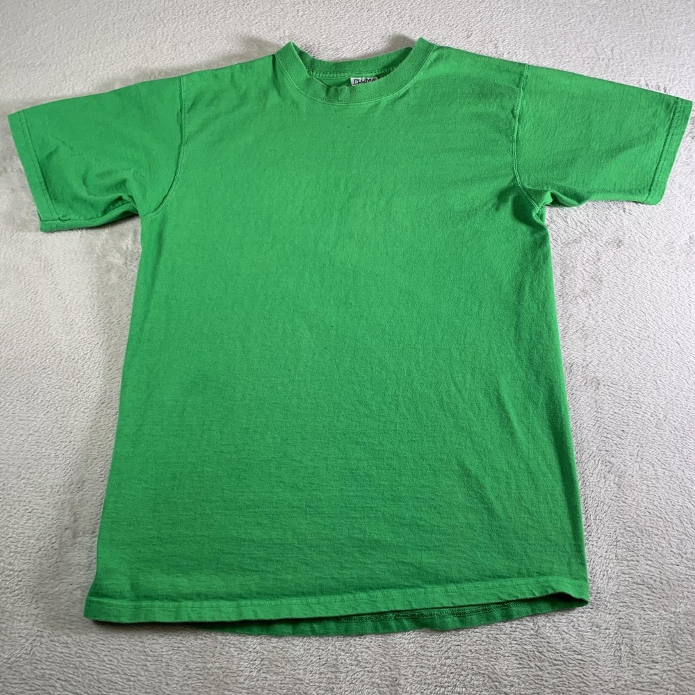 Vintage Pluma Shirt Mens Medium‎ Green Heavyweight Blank Tee Crewneck Cotton 90s